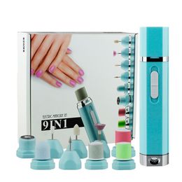 9 in 1 Manicure Tool Set Electric Nail Grinder Manicure Drill Grinding Machine Pedicure Grinder Nail Art Trimming Tool