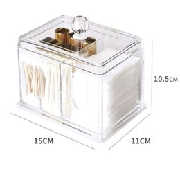 Acrylic Cotton Swabs Storage Holder Box Portable Transparent Makeup Cotton Pad Cosmetic Container Jewelry Organizer Case V6