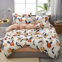 60reactive printing peach home bed set pillowcase duvet cover Bedding set flat sheet bedclothes 3/4pcs queen king full twin size LJ200819