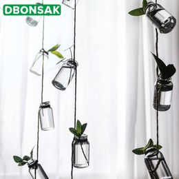 Wall Hanging Vase Handmade Hemp Rope Glass Bottle String Decorative Pendant Curtain Hydroponic Plant Flower Pot Home Decoration Y200723