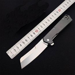 Special Offer KS1372 Flipper Folding Knife 8Cr13Mov Stone Wash Tanto Blade Carbon Fibre + Stainless Steel Handle Ball Bearing Knives With Retail Box