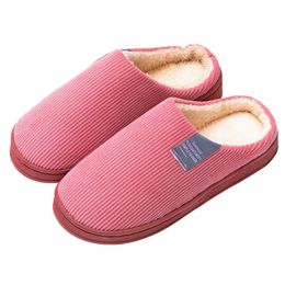 QWEEK Winter Woman House Slippers Corduroy Warm Home Soft Slippers Women Shoes Couples Indoor Slippers Winter Footwear Slides X1020