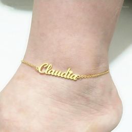 Anklets Custom Name Anklet Personalized Jewelry Customized Stainless Steel Enkelbandje Rose Gold Color Nameplate Ankle Bracelet Cheville1