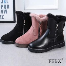 Women Snow Boots Faux Fur Sewing Ladies Shoes Thick Bottom Zipper Fashion Plus Velvet Warm Female Short 2021 Winter High Quality1