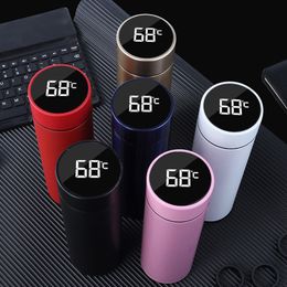Smart Mug Temperature Display Vacuum Stainless Steel Water Bottle Kettle Thermos Cup With LCD Touch Screen Gift Cup LJ201221