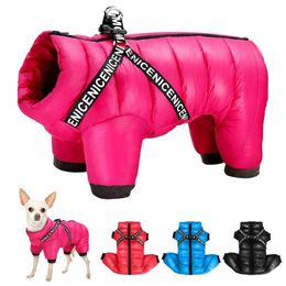 Winter Dog Clothes Super Warm Pet Jacket Coat With Harness Waterproof Puppy Clothing Hoodies For Small Medium s Outfit 220104