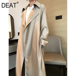 [DEAT] New Fashion Women's Trench Coat Full Sleeve Simple Solid Silky Lapel Collar High-end Cardigan Loose Fit Cloth AP161 201110