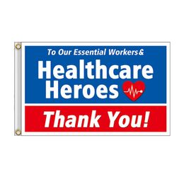 Thank You Healthcare Worker Flags Banners 150x90cm 100D Polyester Vivid Color High Quality With Two Brass Grommets