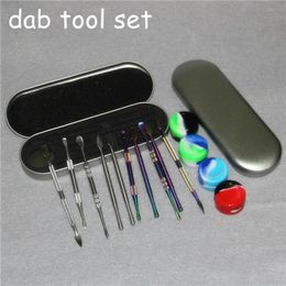 10pcs Electronic Cigarette Wax Dab Tool Stainless Steel Bar Silicone Concentrate Dabber Tools Ego Dry Herb Dabbers