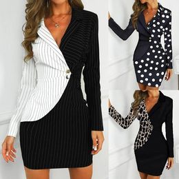 Botón de paneles Vestidos profesionales de moda Mujeres Ropa para mujer Vestido de negocios para mujer Blazer Cuello delgado Ajuste Color Botón de paneles Vestidos profesionales de moda Mujeres Ropa para mujer Vestido de negocios para mujer Blazer Cuello delgado Ajuste Color