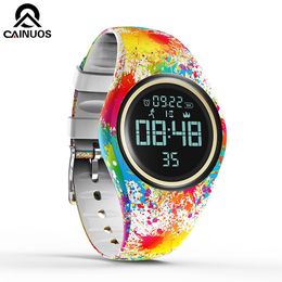 CAINUOS Colourful Smart Watch Motion Detection Digital Smart Sports Fitness Women Fashion Waterproof Pedometer Creative Watches 201114