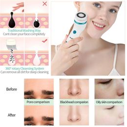 FreeShipping 4 in 1 Electric Facial Cleansing Brush Skin Scrubber Deep Face Cleaning Peeling Machine Pore Cleaner Roller Massager USB Charge