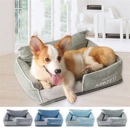 Winter Warm Pets Cotton Sponge Cat Litter Kennel Dog Beds For Medium Small Large Dogs Pet Bed 201223