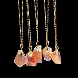 irregular Crystal Natural stone pendant Necklace Gold chains women mens necklaces fashion Jewellery will and sandy