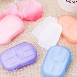 mini scented soaps UK - Toilet Supplies 20PCS box Disposable Anti dust Mini Travel Soap Paper Washing Hand Bath Cleaning Portable Boxed Foaming Scented Sheets