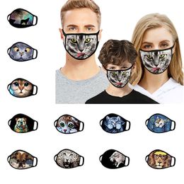 Animal Cat Dog Designer Face Mask 3D Printed Funny Face Cover Mask Fashion Face Shield Washed Reusable Dustproof Designer Masks