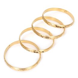 8mm Dubai India Charm Cuff Bracelet For Women Girls 4pcs Openable Gold Plated Bangles Hand Jewelry Arab Gift