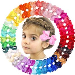 40 Colors/Set Little Girls 3" Hair Bows Clips In Pairs Mix Colours Pigtail Bow Alligator Hair Clips for Baby Girls Toddlers Kids LJ201226