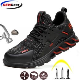 DEWBEST Steel Toe Work Safety Shoes for Men Puncture Proof Security Boots Man Breathable Light Industrial Casual Sneakers Y200915