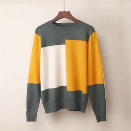 New Multicolor Autumn Winter Women Sweater O-Neck Knitted Jumper Top Loose Casual Warm Femme Sweater LJ200818