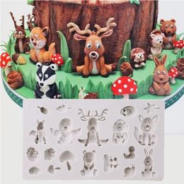 1PC Forest Animal Silicone Mold Sugarcraft Fondant Mould Cake Decorating Tools Chocolate Mold Decorating Fondant Sugar Cake Tool T200708