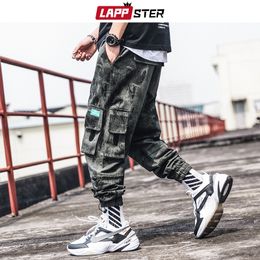 LAPPSTER Men Streetwear Harem Pants Overalls Mens Bagyy Cargo Pants Japanese Hip Hop Fashions Track Pants Khaki Sweatpants 201109