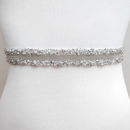 Wedding Sashes Women Crystal Wedding Dresses Belts Satin Rhinestone Bridal Ribbon Belt for Fashion Accessories