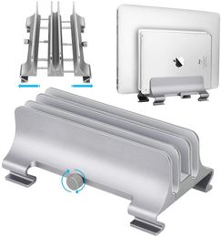 Vertical Laptop Stand [Adjustable Size],3-Slot Space-Saving Aluminum Desktop Stand Holder with Adjustable Dock Size Compatible