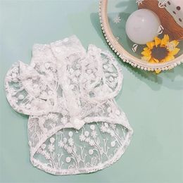 Lace Dog Shirt Summer Dog Clothes Cat Puppy Clothing Yorkshire Poodle Pomeranian Schnauzer Pug French Bulldog Costume Skirt 201114