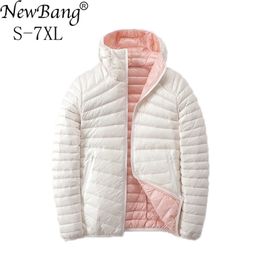 NewBang 6XL 7XL Down Jackets Women Ultra Light Down Jacket Women Feather Jackets Double Side Reversible Lightweight Warm Coats 200923