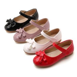 New Kids Girls Spring Autumn Princess Leather Wedding Party shoes for Girl Red black pink White 3 4 5-14T 201113