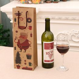 Christmas Decorations Merry Gift Bags Household Items Wine Kraft Paper Portable Bottle1