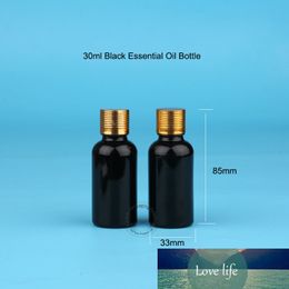 10pcs/Lot 30ml Glass Empty Essential Oil Bottle 1oz/ 30cc Refill Women Cosmetic Container Gold Cap Small Pot Black Vial