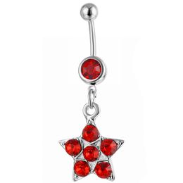 YYJFF D0112 The Five-Pointed Star Belly Navel Button Ring Red Colour