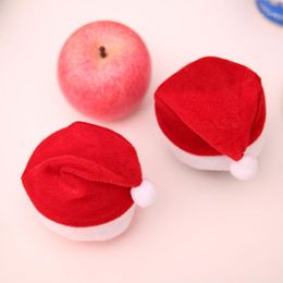 Decorações de Natal Eve mini chapéus de maçã Capas vermelhas garrafa de festa para crianças presentes de chapéu pequeno natal decoração1