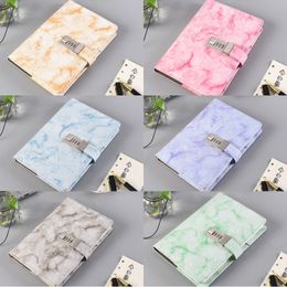 A5 Marble Texture Notebook Password Notepad Marble Texture Personal Diary with Lock Code Office School Stationery Gift