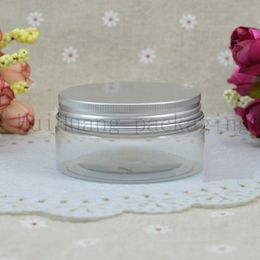 50pcs 80ml transparent PET cream jars bottles containers with aluminum lid,80cc clear empty plastic tin for skin care