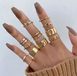 Bohemian Gold Butterfly Ring Set For Women Girls fashion Heart Finger Rings Jewellery 2022 Trend Party