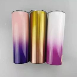 Sublimation Skinny Tumbler in Bulk 20oz Gradient Color cups Stainless Steel Tumbler Tapered Double Wall Insulated Water Bottles Wholesale