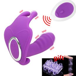 Massage Dildo Vibrator Clitoris Stimulator With Penis Sleeve Remote Control Vagina Vibrating Panties G Spot Adult Sex Toys For Women