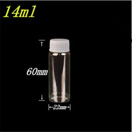 22x60x14mm 14ml Glass Bottles With Cap Transparent Clear Mini Empty Plastic Jars Cosmetic Containers 100pcs