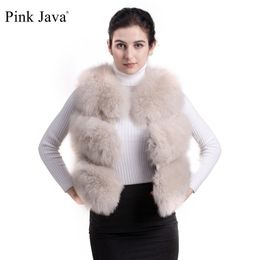 PINK JAVA QC9437 fashion natural fox fur vest real fox short gilet high quality winter women fur coat luxury fox jacket 201212