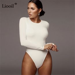 Liooil Black White Bodysuit Sexy Body Suit Tops For Women Fall Winter Long Sleeve O Neck Party Club Romper Bodycon Jumpsuit 201007