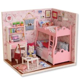 CUTEBEE Doll House DIY Miniature Dollhouse Model Wooden Toy Furnitures Casa De Boneca Dolls Houses Toys Birthday Gift LJ200909