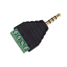 4Pin Audio AUX Male Stereo Sound 3.5mm Track Plug Solderless Connector DIY Screw Lock Cable Adapter