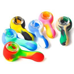 Heat resistant 3.0 Inch Silicone pipe Dab Rig Glass pipes Water Pipes Hand Pipe Oil Rigs portable smoking accessories