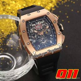 2022 A21J Automatic Mens Watch Rose Gold Skeleton Dial Big Date Black Rubber Strap 7 Styles Sports Watches Wristwatches Puretime01 011-rga1