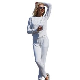 MVGIRLRU Women sweater suit Casual Knitted Sweaters Pants 2 Piece Set Female Tracksuits T200702