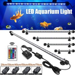 19-69cm Aquarium Light Fish Tank Submersible Light Lamp Waterproof Underwater LED Lights Aquarium Lighting RGB US/AU/UK/EU Plug Y200922