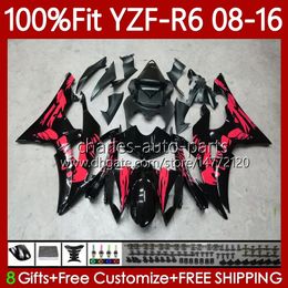 Injection Fairings For YAMAHA YZF-R6 YZF R6 600 R 6 YZF-600 YZFR6 08 09 10 11 12 2013 2014 2015 2016 99No.180 YZF600 2008 2009 2010 2011 2012 13 14 15 16 Red Graffiti OEM Body